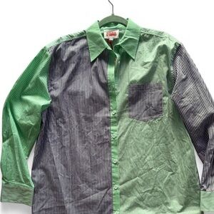 SOLID & STRIPED Green and Purple Striped Oxford Tunic